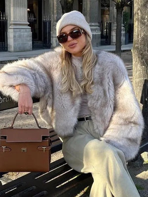 Spring Women Jacket Imitation Fox Fur