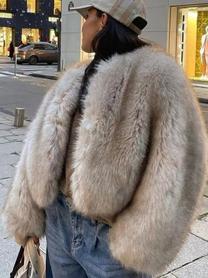 Spring Women Jacket Imitation Fox Fur