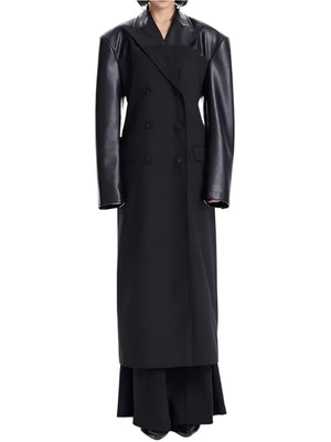 Spring Women Jacket PU Leater Spliced