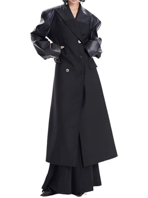 Spring Women Jacket PU Leater Spliced