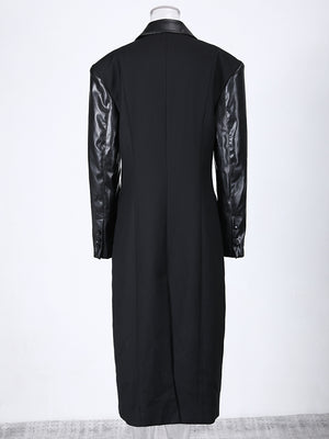 Spring Women Jacket PU Leater Spliced