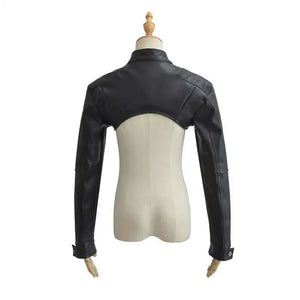 Black stand collar techwear jacket with full zip closure
