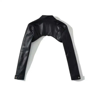 Black stand collar techwear jacket with full zip closure
