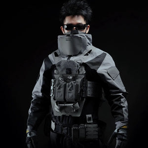 Stand collar techwear vest in camo, grey, white or black