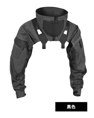 Stand collar techwear vest in camo, grey, white or black