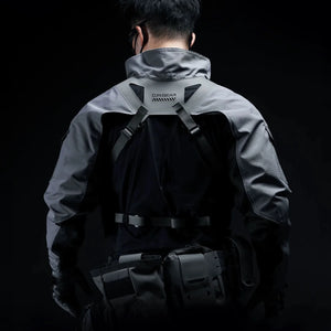 Stand collar techwear vest in camo, grey, white or black