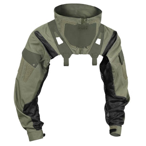 Stand collar techwear vest in camo, grey, white or black