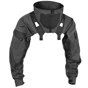 Stand collar techwear vest in camo, grey, white or black