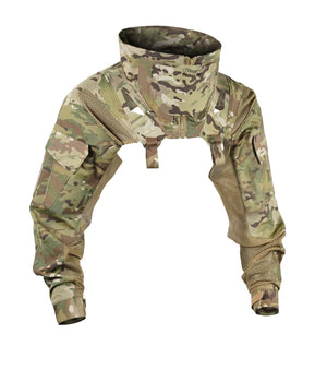 Stand collar techwear vest in camo, grey, white or black