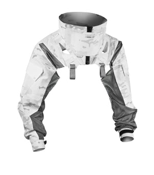 Stand collar techwear vest in camo, grey, white or black