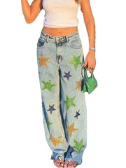 Star Sequin Embellished Jeans Y2K