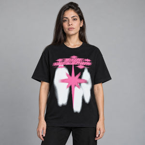Star Shadow Graphic Y2K T Shirt – worn by a woman