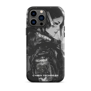 Statement iPhone Case Black for iPhone 13 Pro Max, back view of the black and white anime woman with headset print