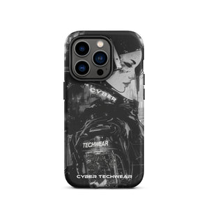 Statement iPhone Case Black for iPhone 14 Pro, back view of the black and white anime woman with headset print