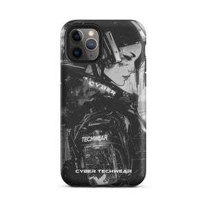 Statement iPhone Case Black for iPhone 11 Pro, back view of the black and white anime woman with headset print