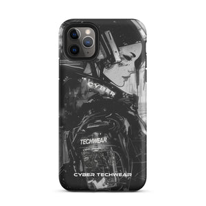 Statement iPhone Case Black for iPhone 11 Pro Max, back view of the black and white anime woman with headset print