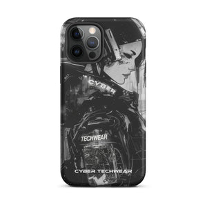 Statement iPhone Case Black for iPhone 12 Pro Max, back view of the black and white anime woman with headset print