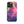 Statement Triangle iPhone Case for iPhone 14 Pro Max, back view of the neon triangle lines on pink and purple haze print