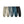 Four pants side by side in khaki, sage, teal blue and black, front view with curved knee seams