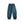 Teal blue drawstring pants laid flat, front view, small patch label on the hip and elastic ankle cuffs
