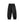 Black cyberpunk pants laid flat, front view with white drawstring, knee pleats and cuffed hems