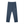 Blue straight leg athletic pants laid flat, front view with elastic waist, slash pockets and small logo