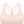Close-up of the light pink front, the scoop neckline cut smooth with no seam across the cups