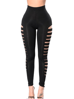 Black Skinny Pant Legging Sexy Lace Up Hip Ties Cut Outs