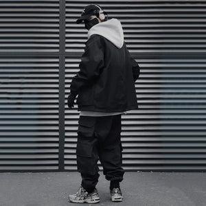 Pantalón negro premium con múltiples bolsillos y patchwork de Street