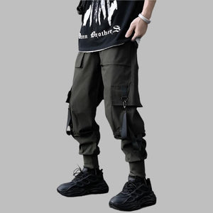 Pantalón negro multibolsillos de hip hop Street Streamer