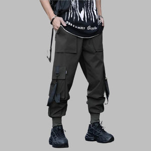 Pantalón negro multibolsillos de hip hop Street Streamer