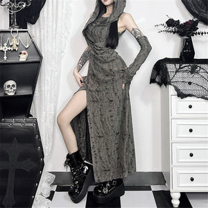Streetwear Goth Dress With Hood