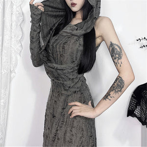 Streetwear Goth Dress With Hood