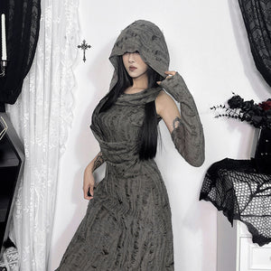 Streetwear Goth Dress With Hood