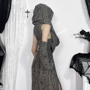 Streetwear Goth Dress With Hood