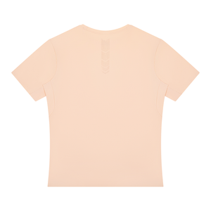 Light Pink training t-shirt laid flat from the back, faint perforated panel down the back