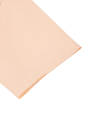 Detail of the short sleeve hem on the Light Pink training t-shirt, clean folded edge