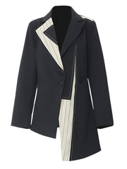 Veste Blazer Rayée Femme Printemps Irrégulier