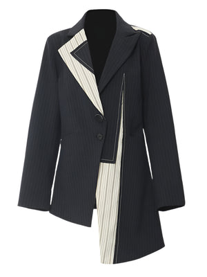 Stripe Blazer Jacket Women Spring Irregular