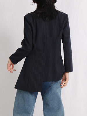 Stripe Blazer Jacket Women Spring Irregular
