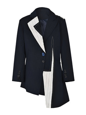 Striped Asymmetry Women Jacket Spring