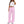 Pink pinstripe wide leg pants with an elastic high waist, full front view with a white baby tee