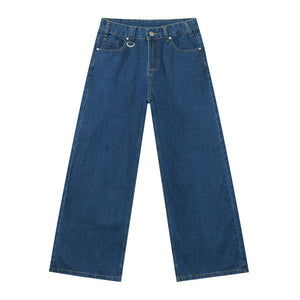 Stylish Metal Ring Design Y2K Jeans