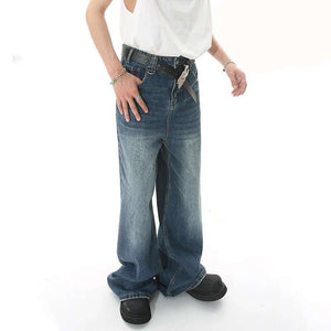 Stylish Metal Ring Design Y2K Jeans