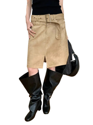 Suede Skirt Y2K