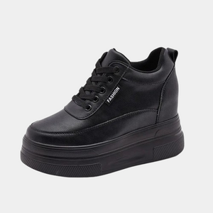 Synthetic Leather Black Platform Sneakers