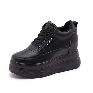 Synthetic Leather Black Platform Sneakers