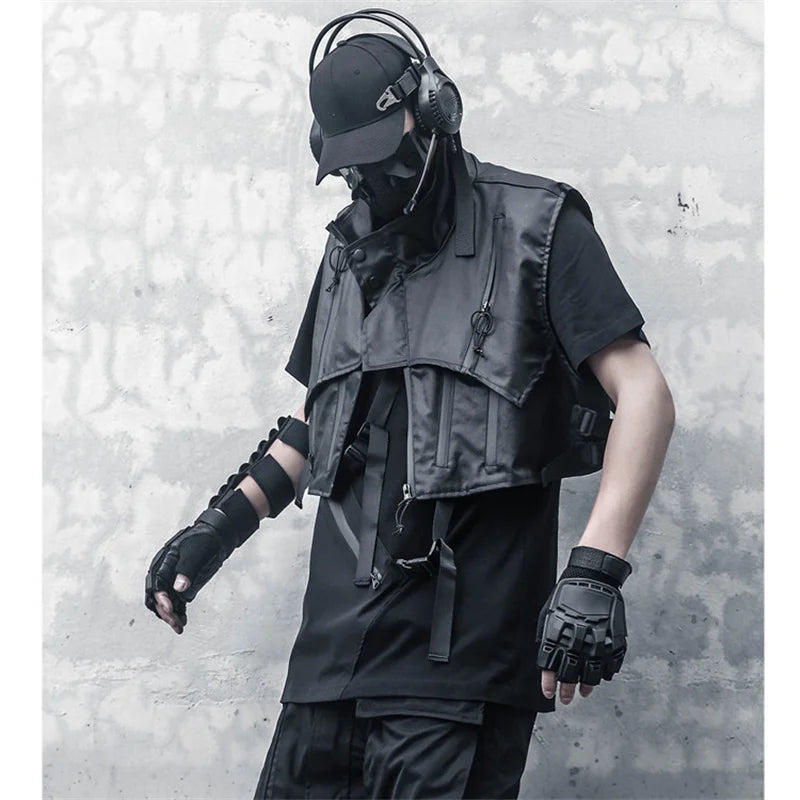 Military Vest Black Cargo Vest Mens Military Vest Streetwear Vest