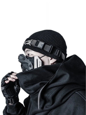 Tactical Techwear Black Beanie - product view on white background