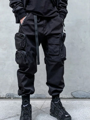 Tactical Techwear Cargo Pants in black — dark techwear streetwear, view 6 of 7